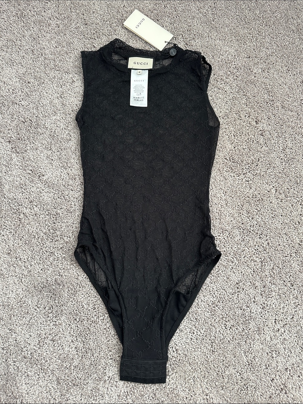 NWT Gucci GG Stretch Lace Tank Bodysuit